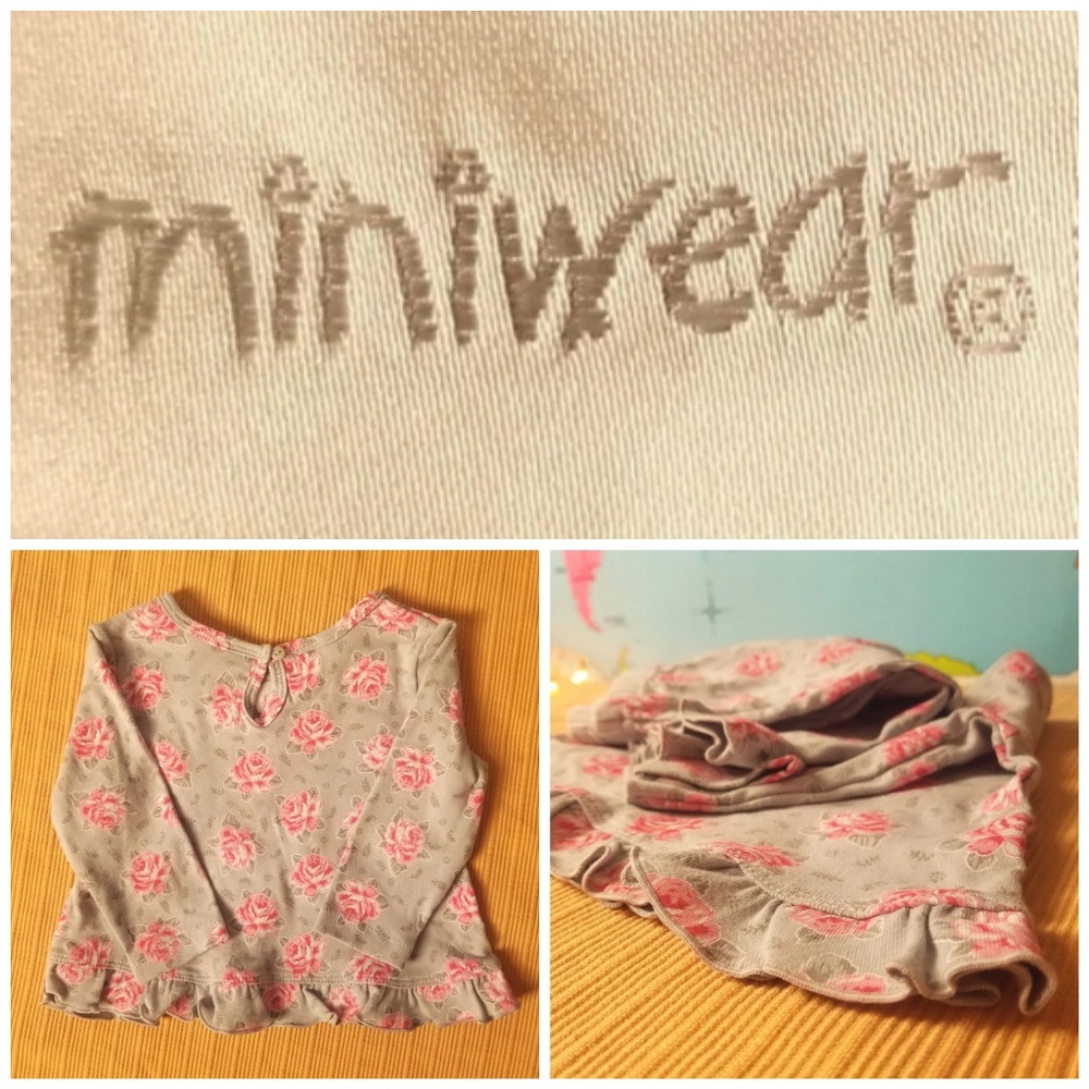 NWT! Miniwear Floral grey Top and Bottoms playset